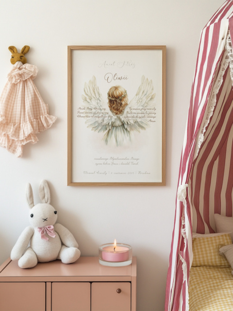 Personalizowany Plakat Pamiątka Chrztu Świętego dla dziewczynki – Anioł Stróż Personalizowany Plakat Pamiątka Chrztu Świętego dla dziewczynki – Anioł Stróż