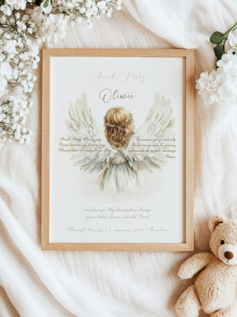 Personalizowany Plakat Pamiątka Chrztu Świętego dla dziewczynki – Anioł Stróż Personalizowany Plakat Pamiątka Chrztu Świętego dla dziewczynki – Anioł Stróż