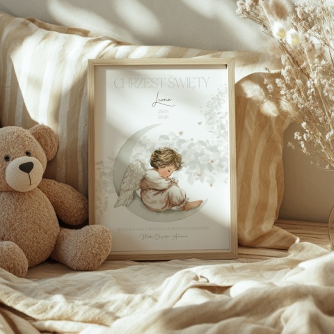 Anioł Stróż pamiątka Chrztu Świętego dla chłopca