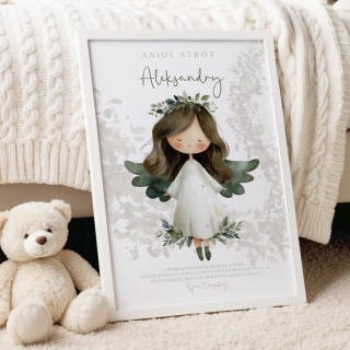 Pamiątka Chrztu Świętego / Komunii Świętej – Personalizowany Anioł Stróż dla dziewczynki | Prezent na Chrzest i Pierwszą Komunię