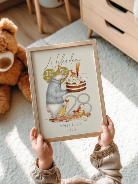 Metryczka Leśne zwierzątka, plakat w stylu Boho Metryczka Leśne zwierzątka, plakat w stylu Boho