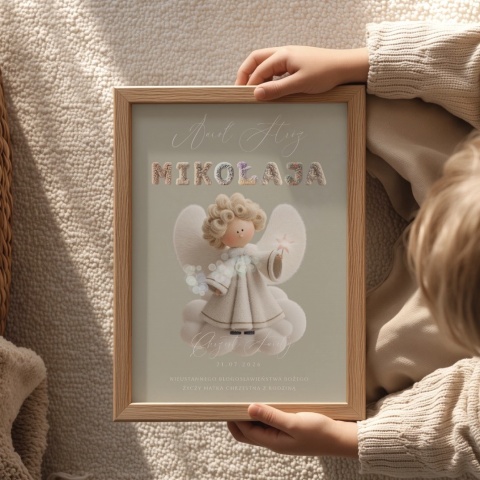 Pamiątka Chrztu Świętego – Personalizowany Anioł Stróż | Prezent na Chrzest