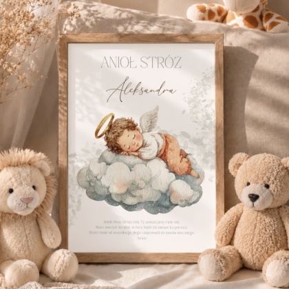 Prezent na Chrzest dla Chłopca – Anioł Stróż z Imieniem | Personalizowana Pamiątka Narodzin