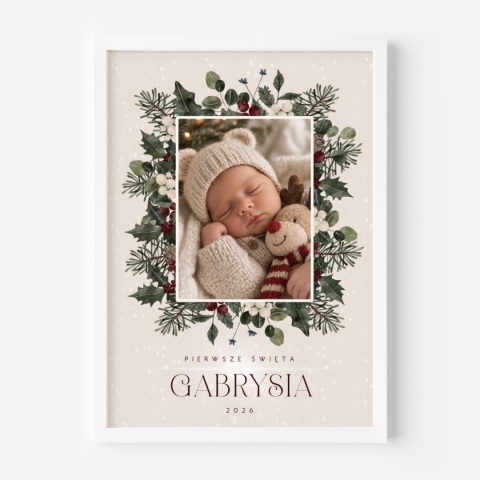 Personalizowana ramka na pierwsze święta dziecka ze zdjęciem