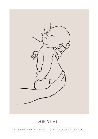 Personalizowany plakat z metryczką dla dziecka – ilustracja niemowlęcia | Pamiątka narodzin