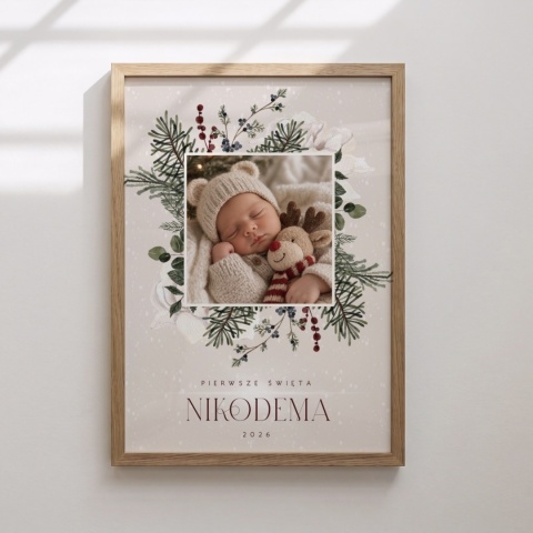 Personalizowana ramka na pierwsze święta dziecka ze zdjęciem