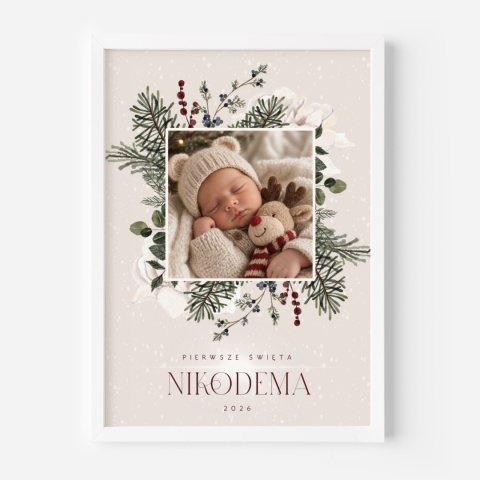 Personalizowana ramka na pierwsze święta dziecka ze zdjęciem